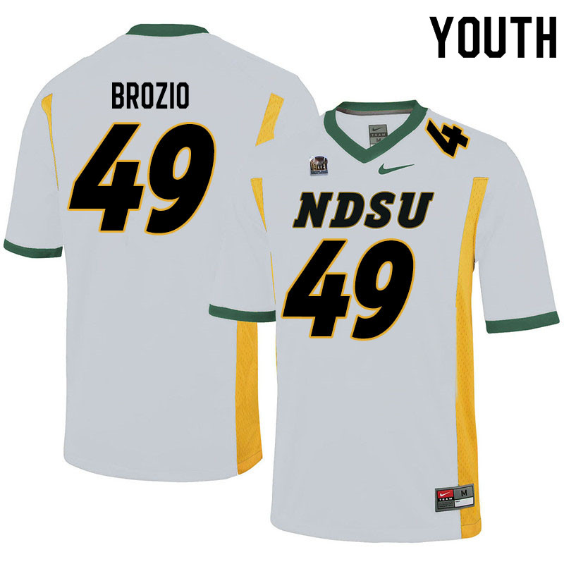 Youth #49 Hunter Brozio North Dakota State Bison College Football Jerseys Sale-White - Click Image to Close
